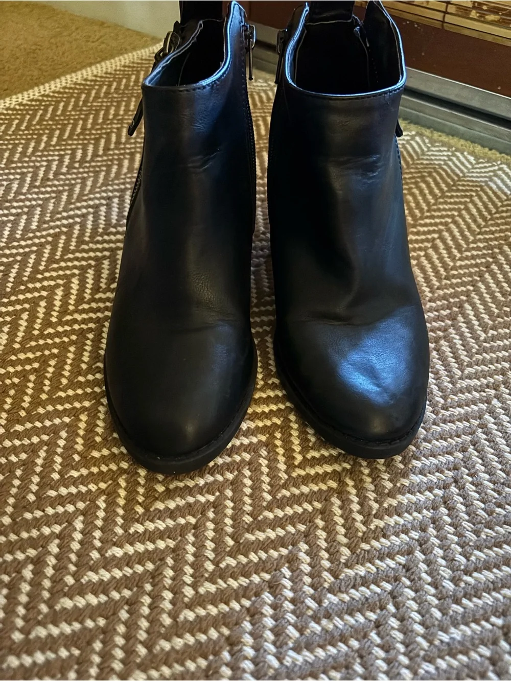 American Eagle Ankle Boots Double Zip w/ Block Heel Size 7 Black